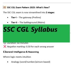 SSC CGL Syllabus pdf 2025 download : Your Smart Roadmap to Government Jobs! 1 SSC CGL Syllabus pdf