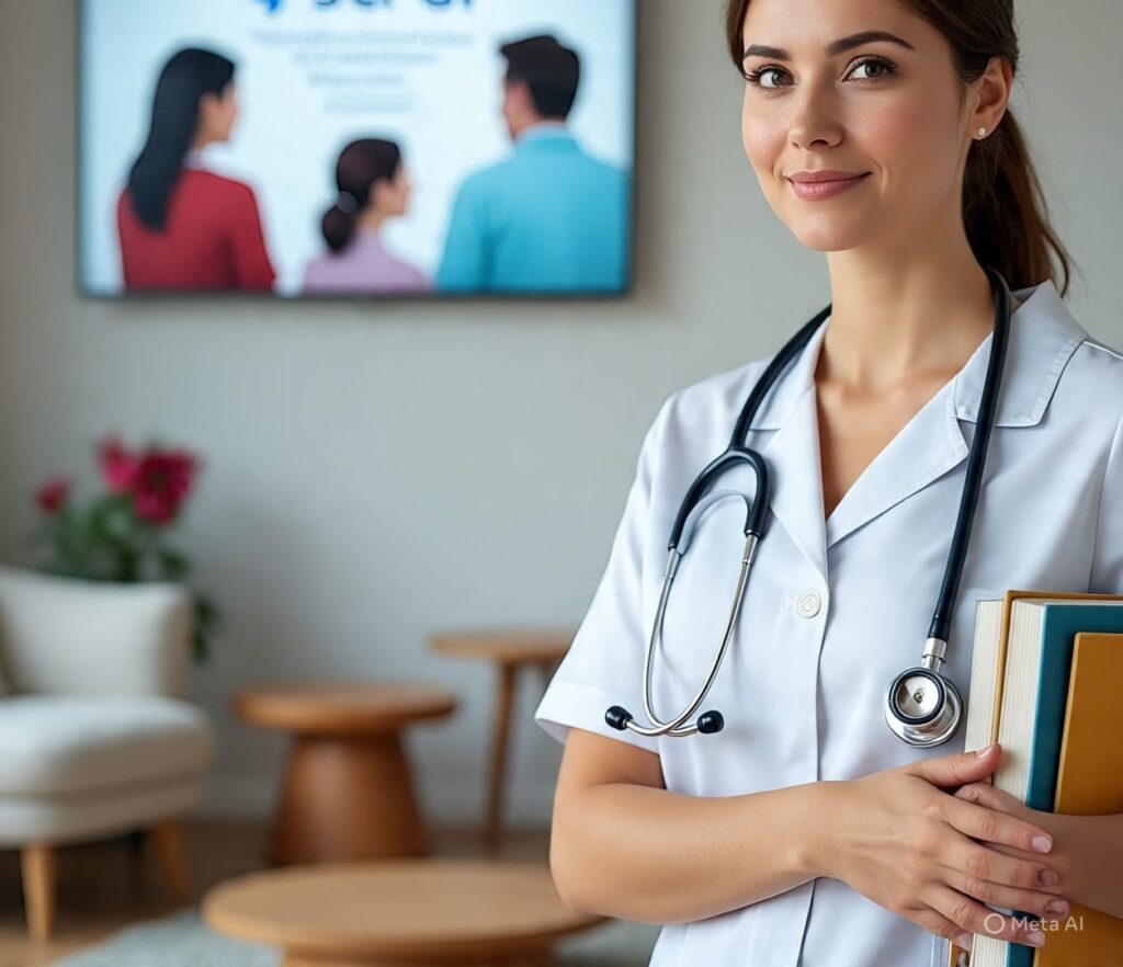 SGPGI Nursing Officer Mock Test Free PDF– Practice Set in Hindi & English 1 a_nurse_holding_books_with_a_cbt